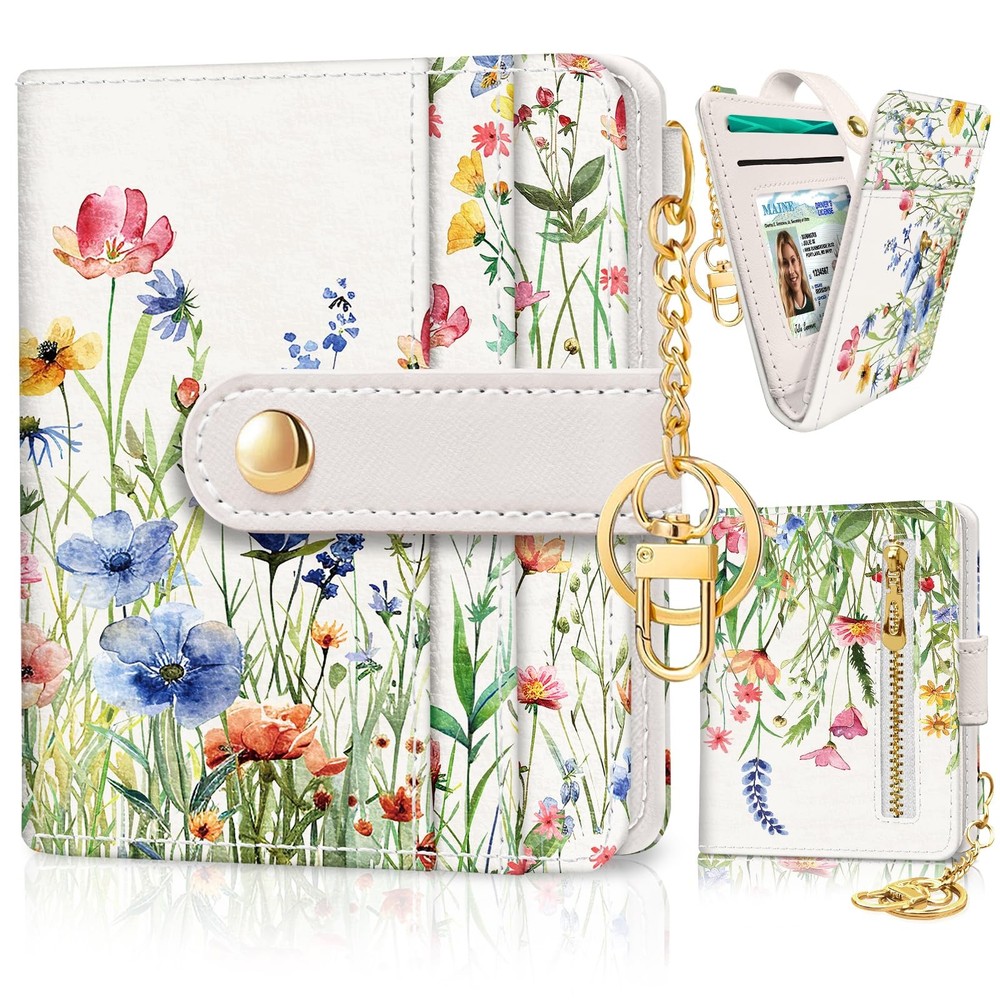 Slim Floral RFID Women's Wallet Compact Credit Card Holder