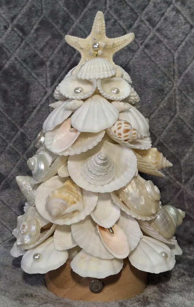 Sea Shell Christmas Tree Tabletop Lights Holiday Decor Shells Touch Activated