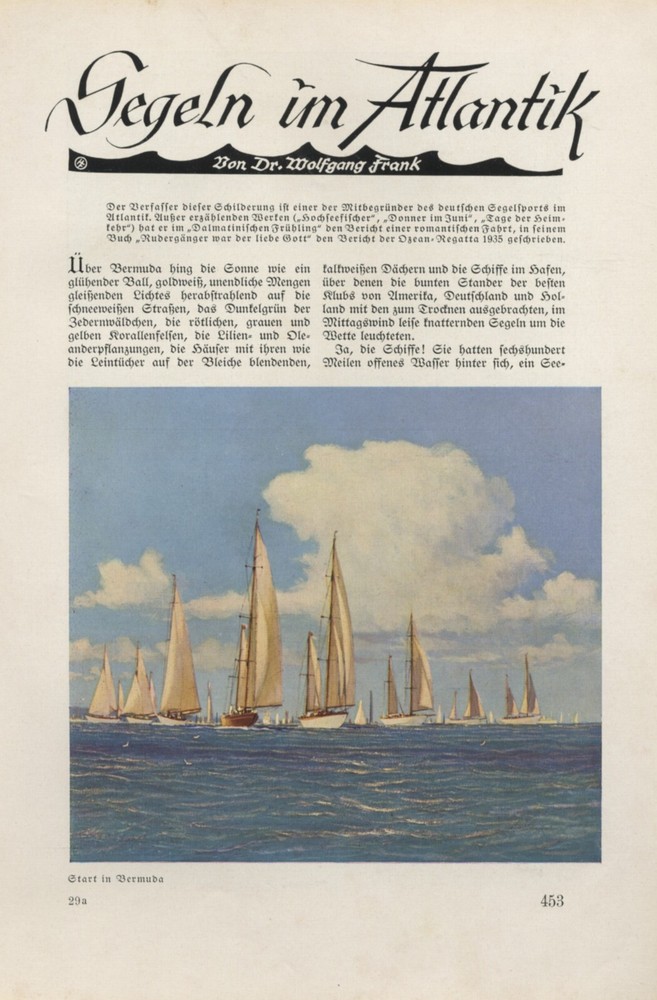 Sailing in the Atlantic German 1937 report with 8 pages 8 images Dr. W. Frank