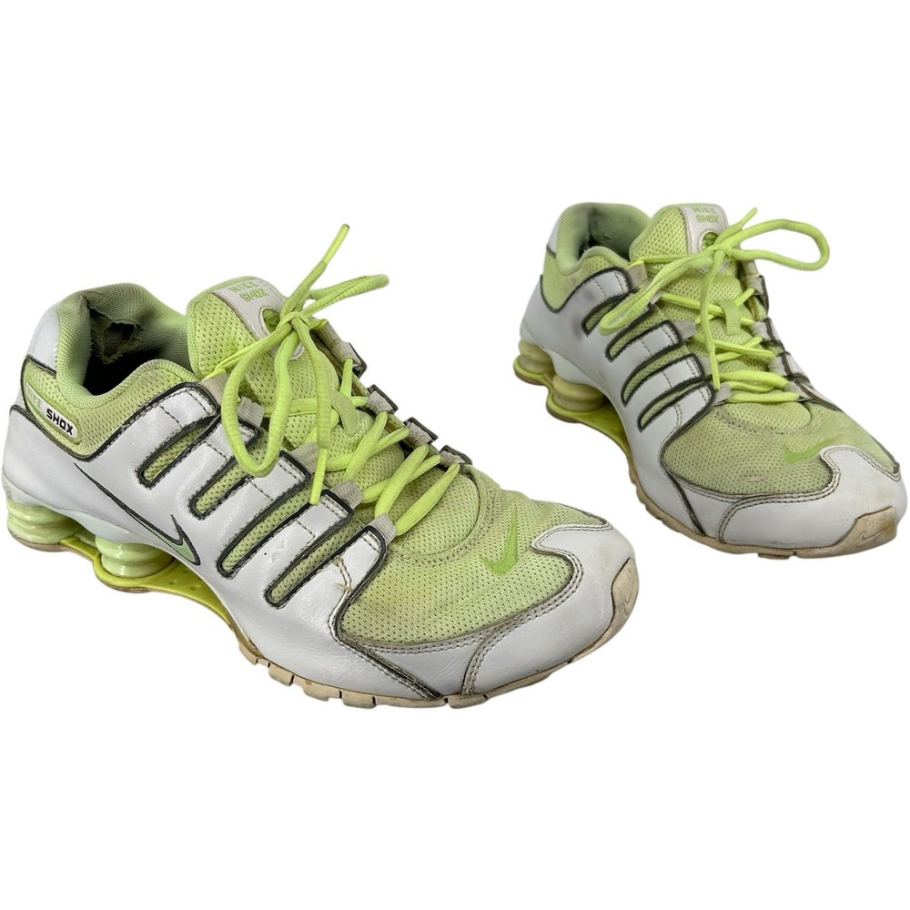 Vintage y2k women's Lime Green White Grey Nike Shox NZ Sneaker Sz 10 314561-130