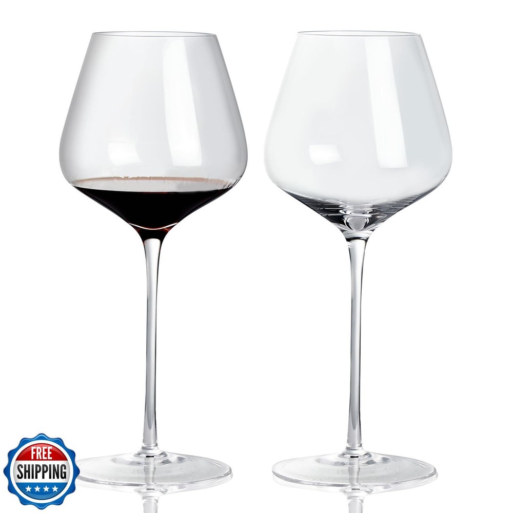 ACHEER Hand Blown Crystal 24oz Red Wine Glasses Set of 2 with Long Stem