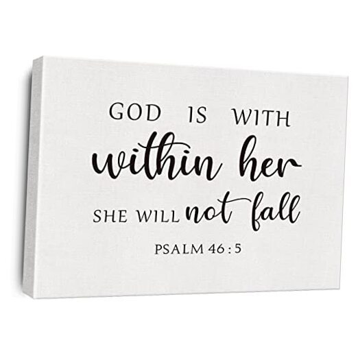 Bible Verse Canvas Print Decor God is with Within Her She will Not Fall Wall