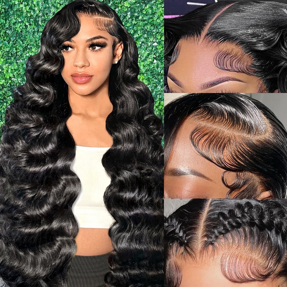 13x6 Body Wave Lace Front Wigs Human Hair Pre Plucked, 180% Density HD Transp...