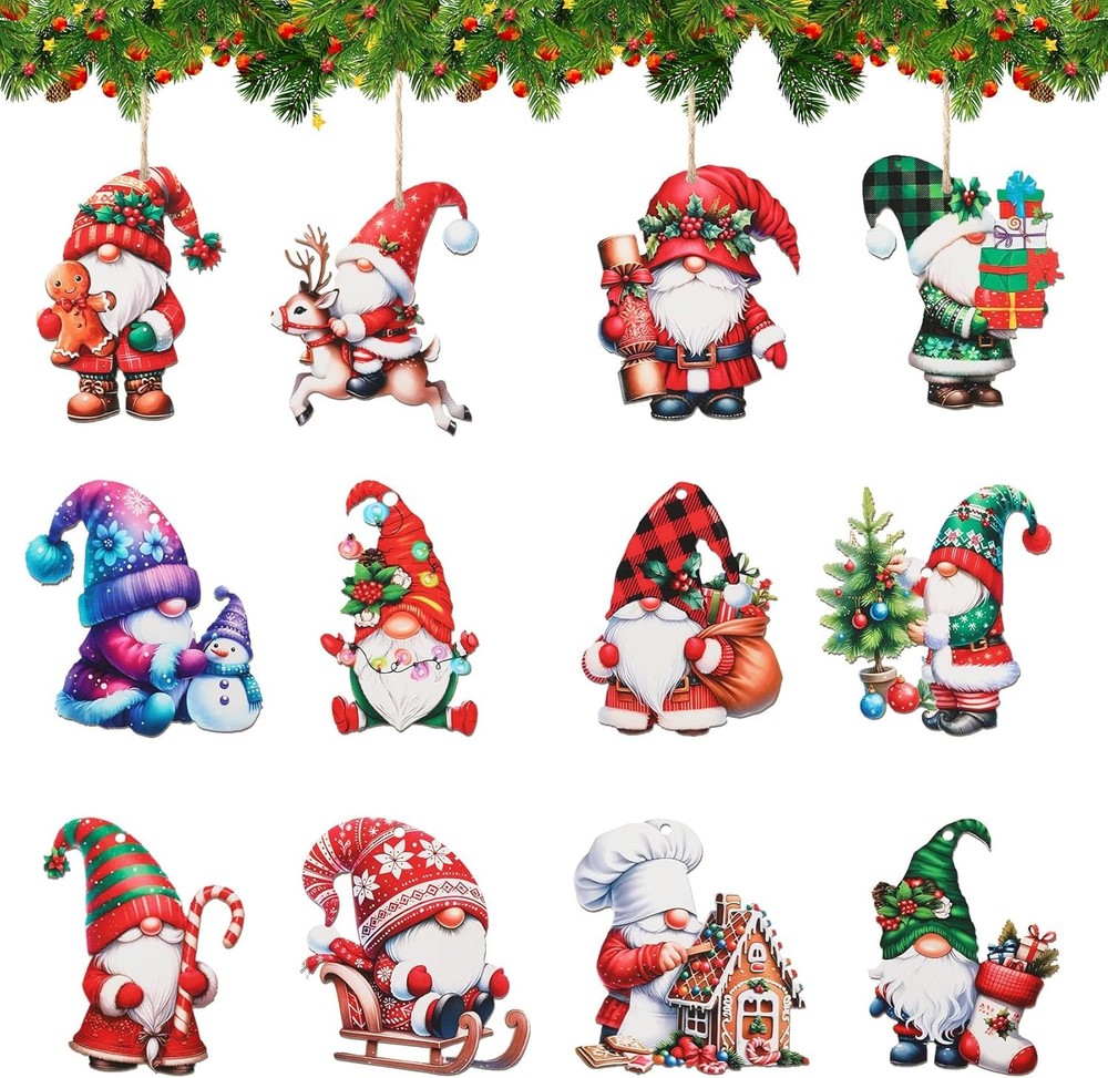 36 PCS Christmas Wooden Ornaments Decorations Sets Vintage Christmas Tree Wreath