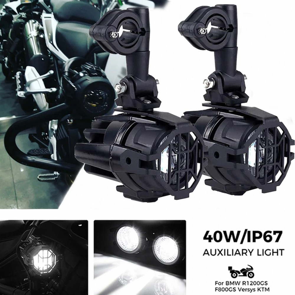 2-Pack 40W LED Fog Lamps for Motorcycles — 6000K White, IP67, Universal