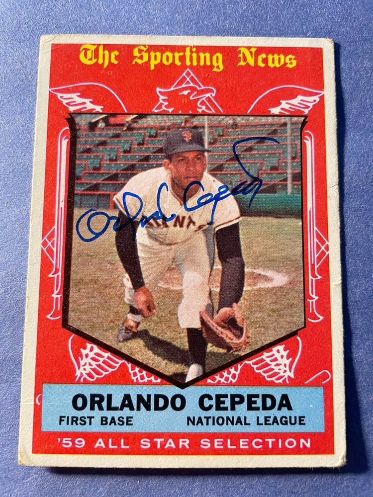 SIGNED ORLANDO CEPEDA 1959 SPORTING NEWS ALL STAR BASEBALL CARD  AUTOGRAPHED