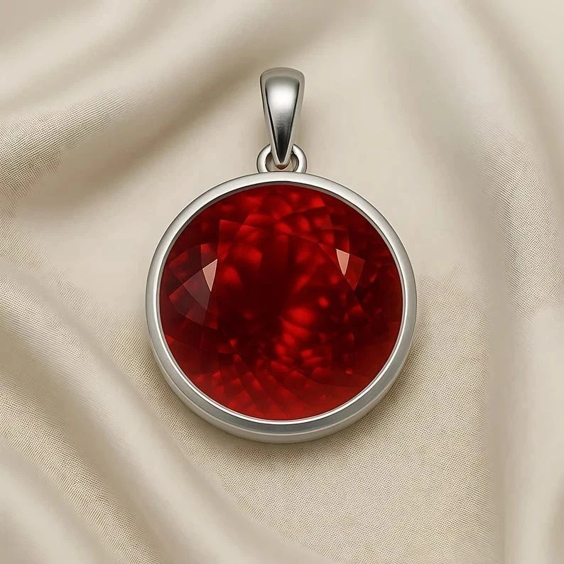 Certified 10 Ct Burma Natural Red Painite Pendant in 925 Silver Gift Jewelry