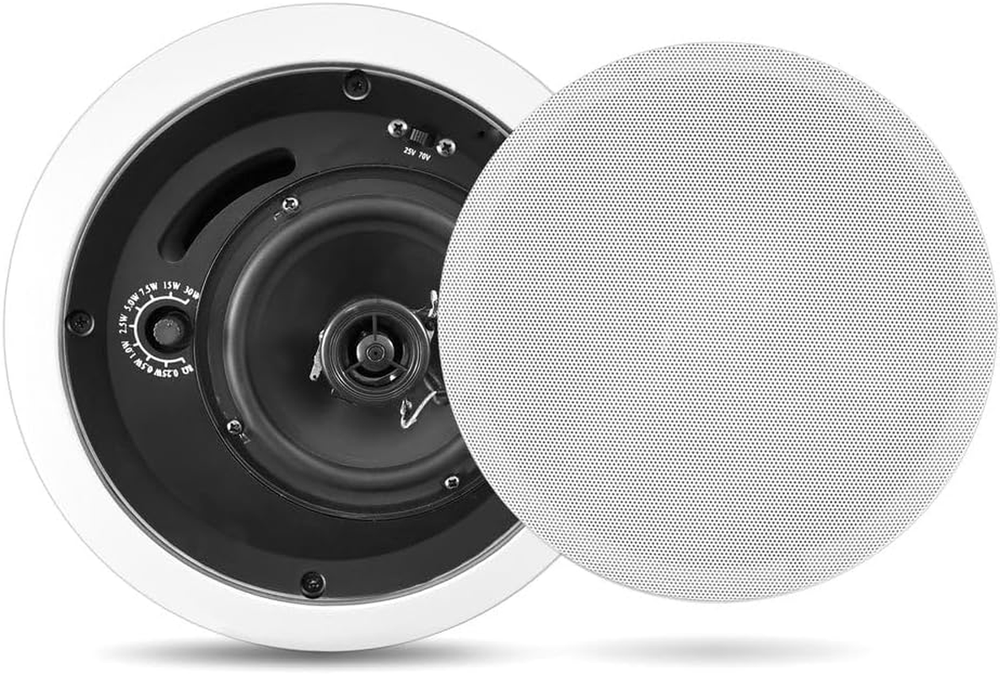 Home PDPC8T In-Ceiling Enclosed Speaker System with Transformer, White, 8.0''