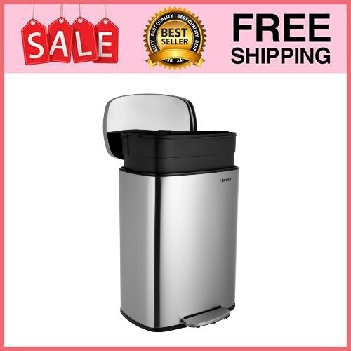 Homfa Kitchen Trash Can, 13 Gallon (50L) Garbage Can Fingerprint Proof