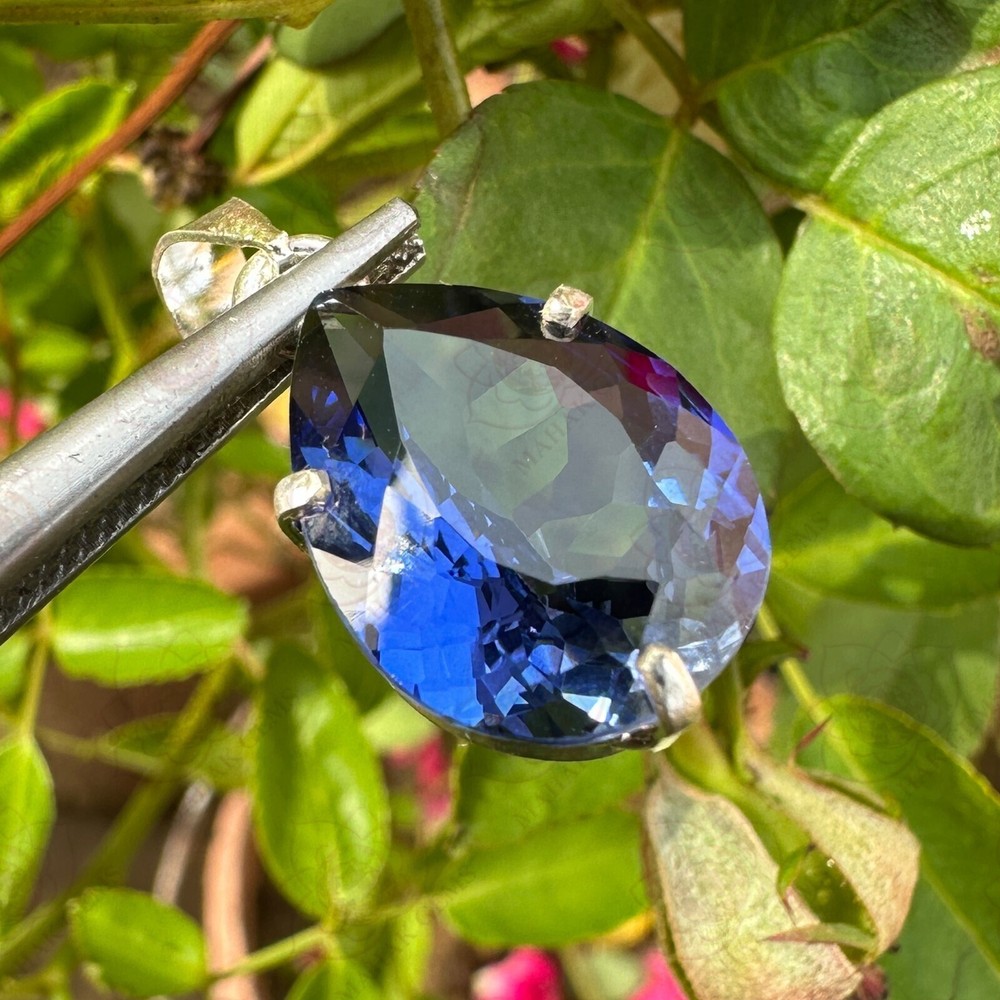 16.70 Ct Natural Blue Sapphire Gemstone Pendant 925 Sterling Silver Handmade