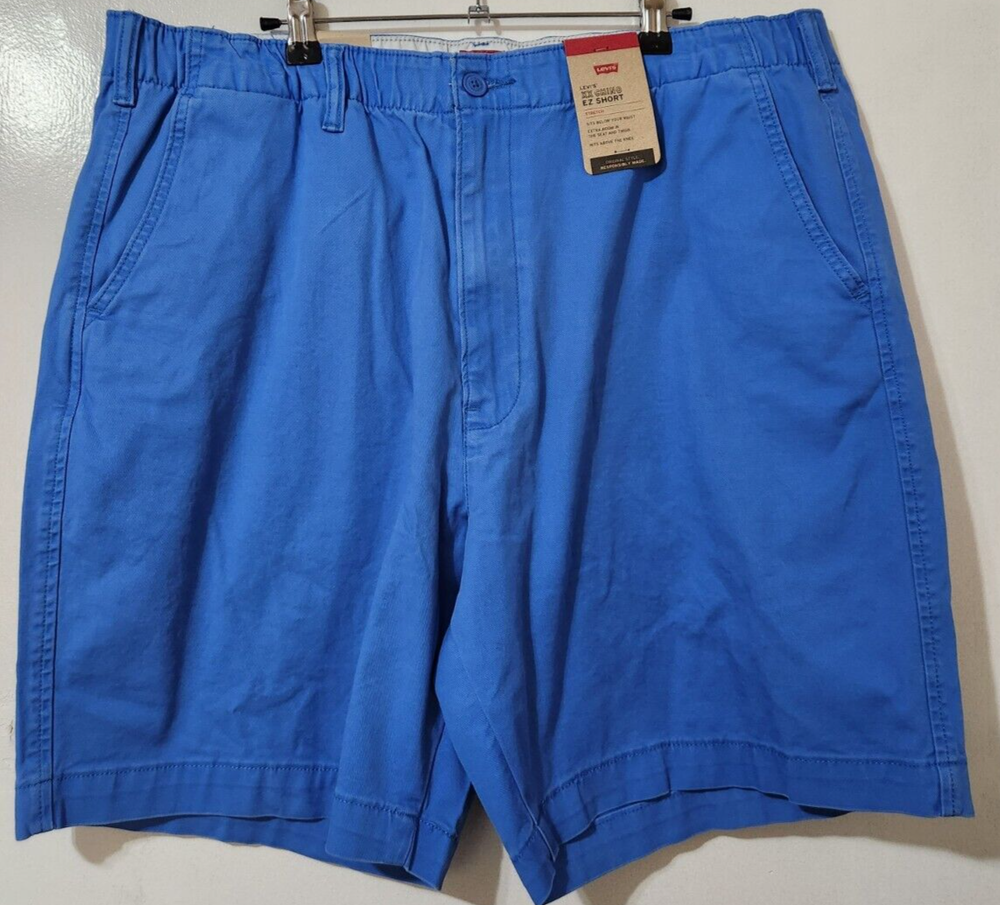 Levis Shorts Mens XL Measures 38x8 XX Chino EZ Blue Stretch Elastic Waist NEW