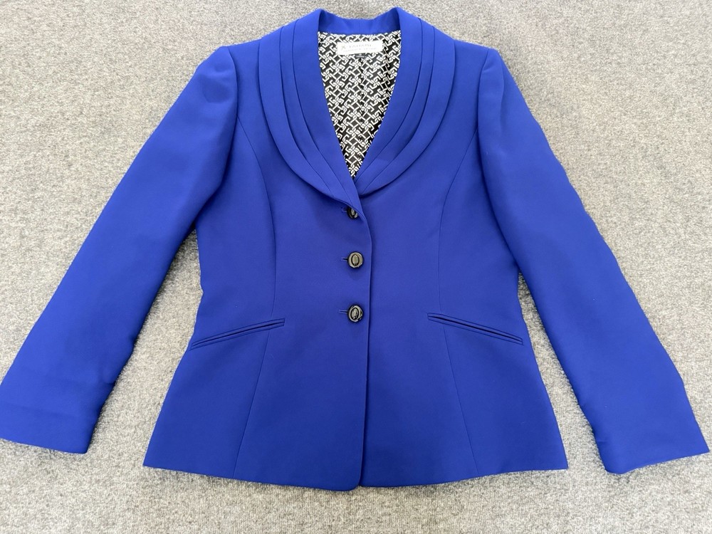 Tahari Arthur S. Levine Women's 3 Button Blazer Jacket Size 10 Blue