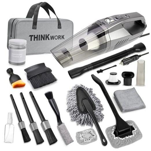 8000PA Gray Car Cleaning Kit with Vacuum for Interior Detailing