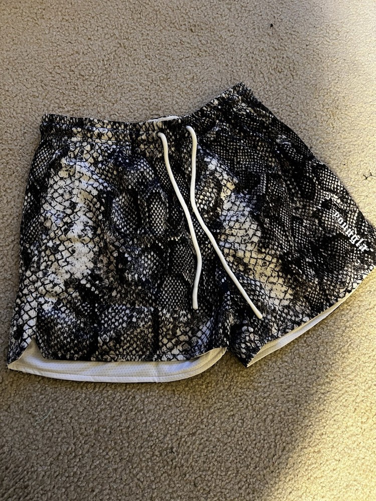 YoungLA python Snake Print Mesh Shorts Off White Black M Athletic Men'