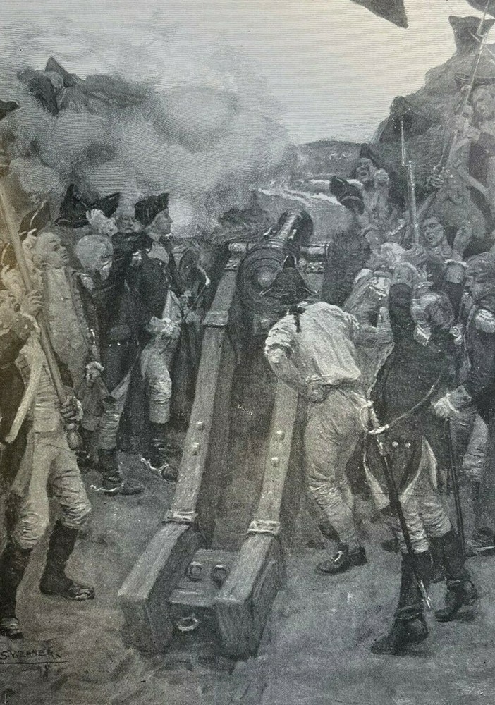 1899 Vintage Magazine Illustration Washington Firing First Gun At Yorktown