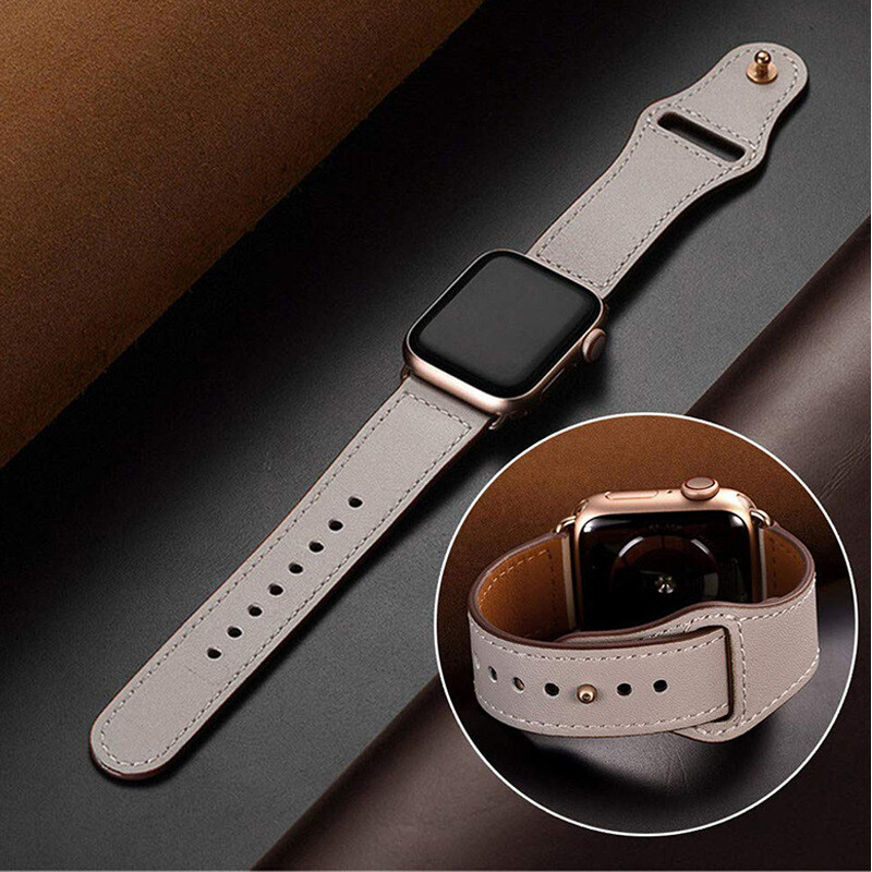 Pulsera de repuesto de cuero genuino correa pulsera inteligente para Apple Watch con