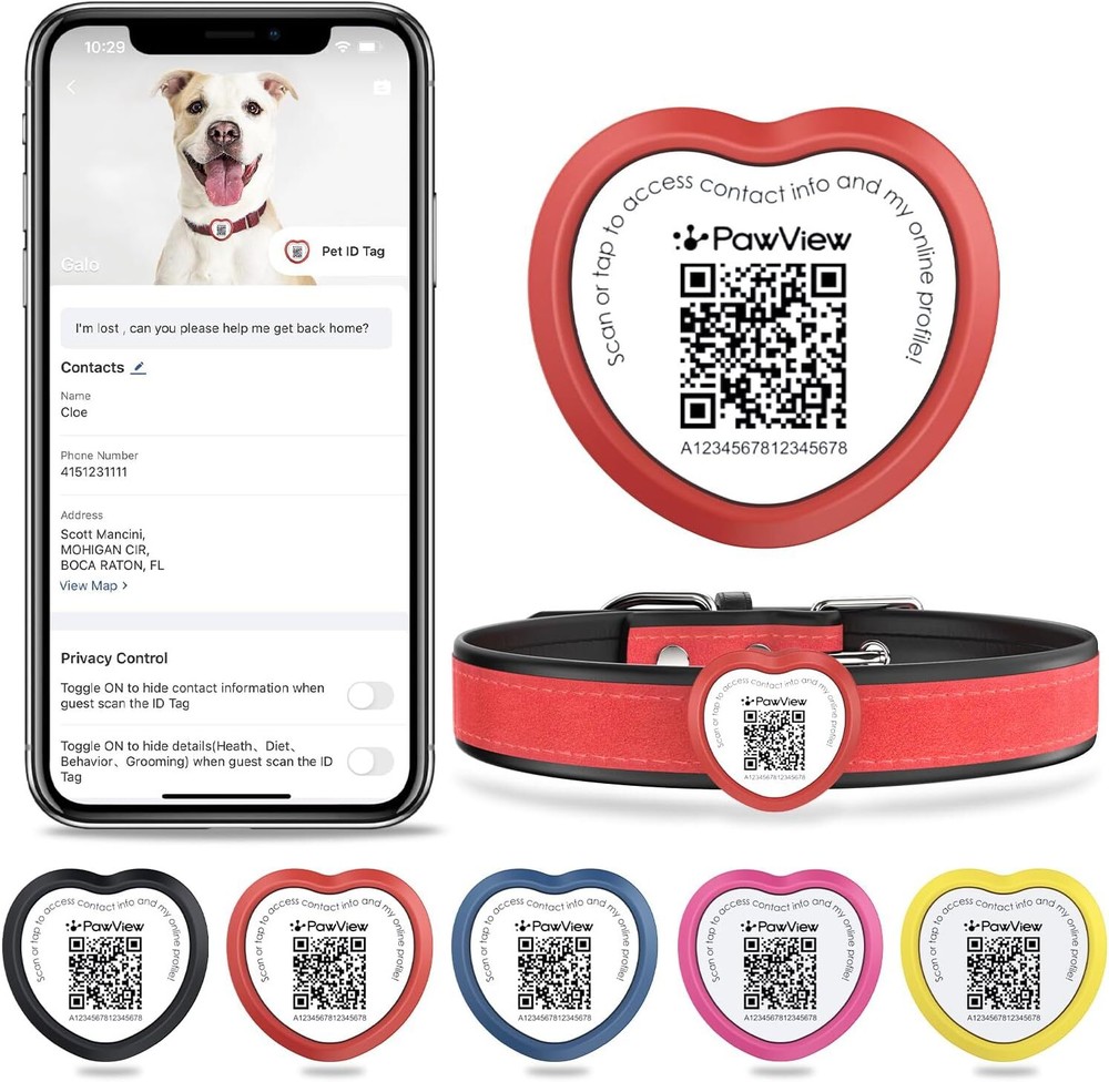 Pet personalized dog tag, NFC & QR scan alarm | instant location | pet profile