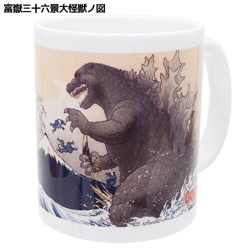 Godzilla Ukiyoe Hokusai Wave 320ml Ceramic Mug Cool Japan Design