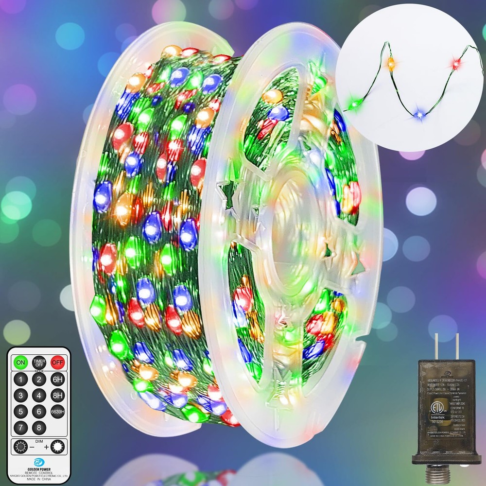 262FT 800 LED Christmas Lights Outdoor String Lights 8 Modes & Timer Twinkle ...