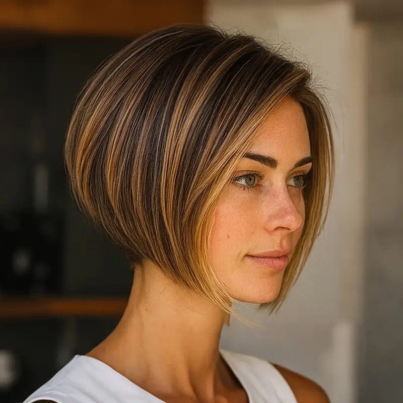 Ombre Brown Highlight 100% Human Hair Lace Front Wigs for Women