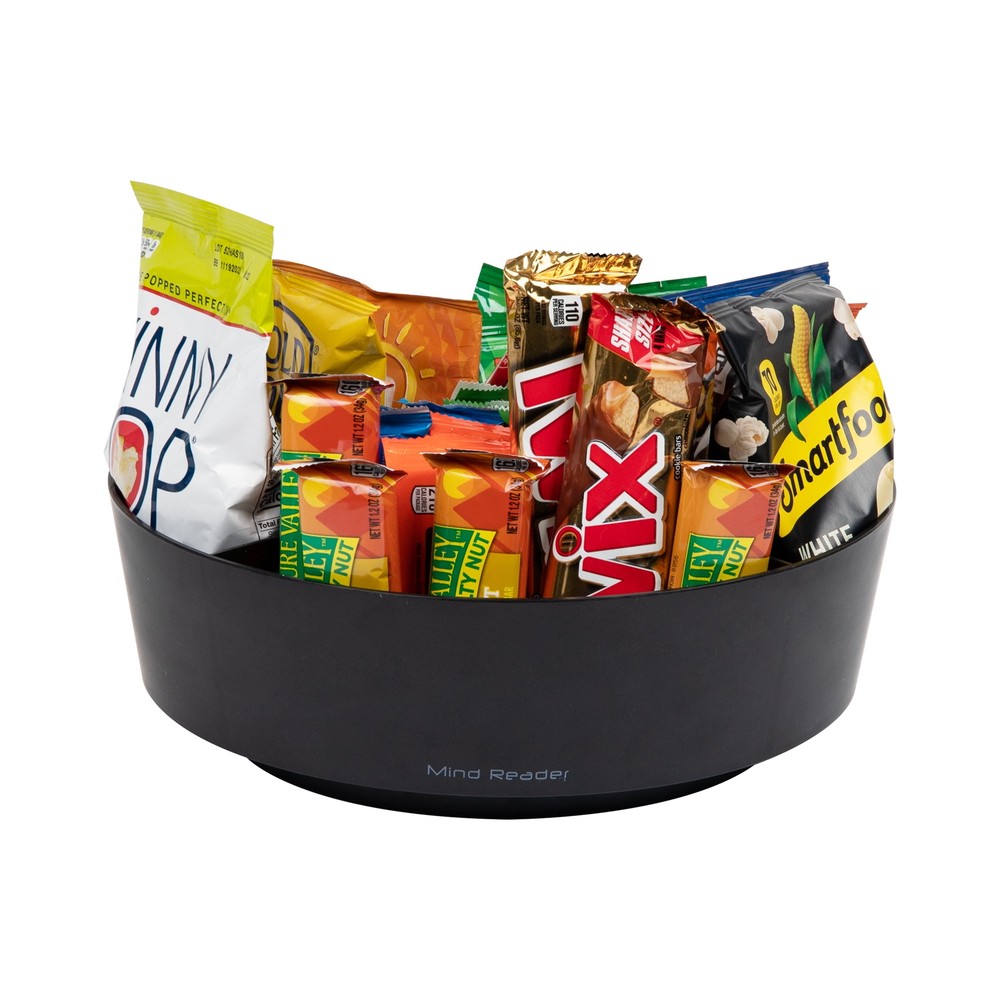 Compact 12-Inch Black Snack Carousel Countertop Organizer Tray