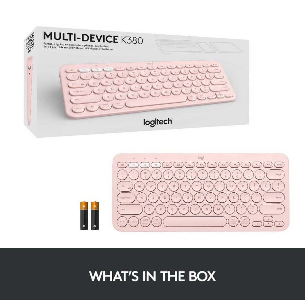 🔥NEW🔥 Logitech K380 Multi Device Bluetooth Scissor Keyboard - Pink