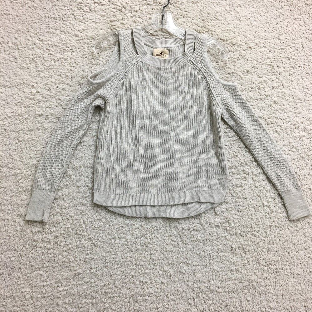 Hollister Sweater Extra Small Adult Gray Cold Shoulder Pullover Jumper Womens XS