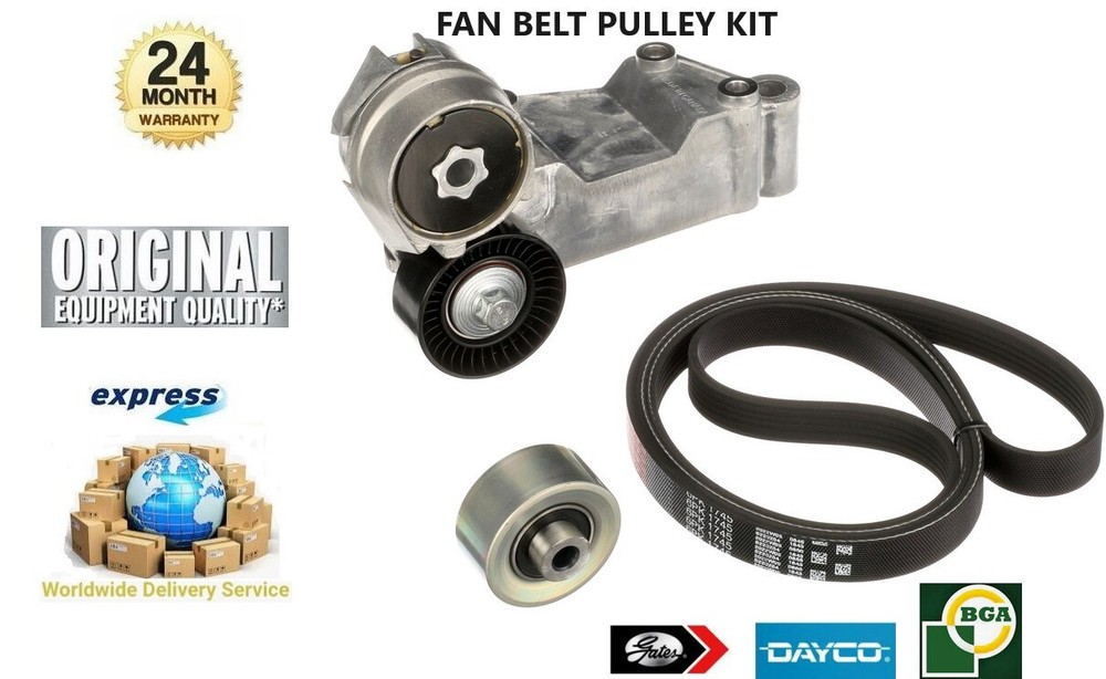 GATES Fan Belt Pulley Kit for Citroen C-Crosser 2.2 HDi 2007 Onwards