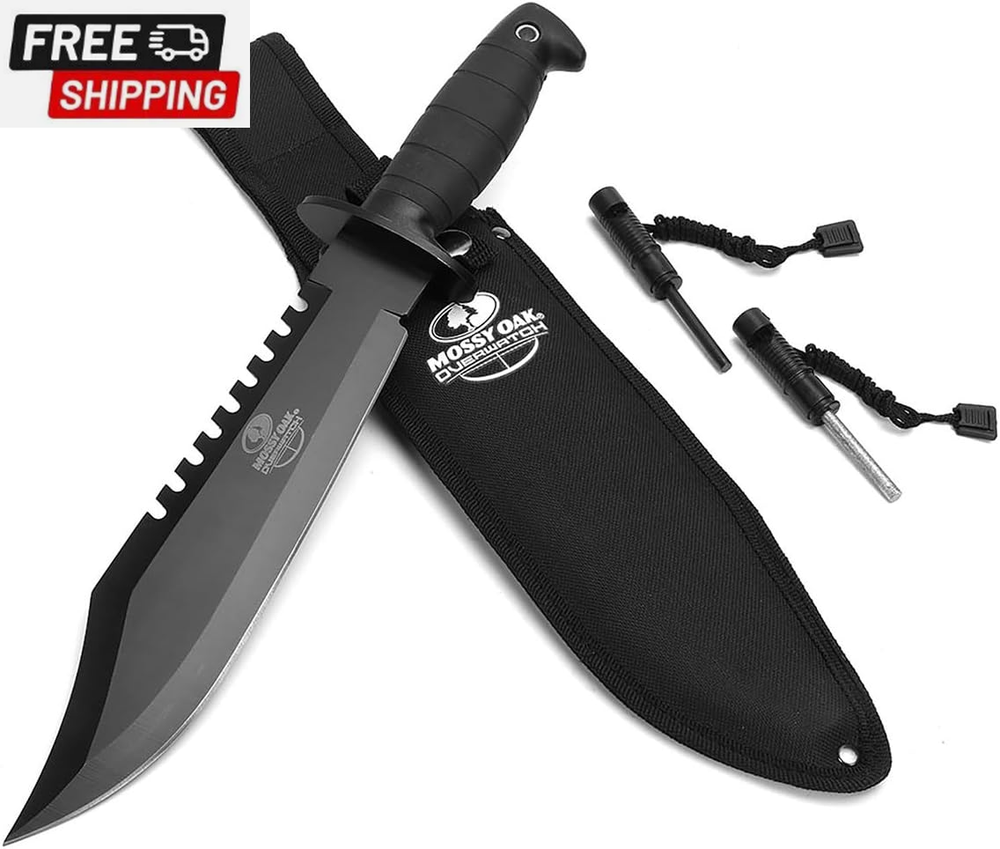 Mossy Oak 15-Inch Tactical Survival Bowie Knife with Sheath