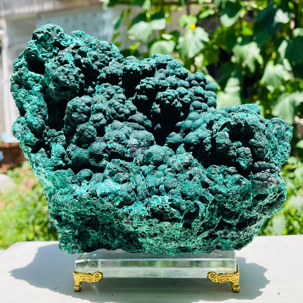 9.89lb Large Natural Raw Ore Green Malachite Mineral Stalactite Shape Specimen