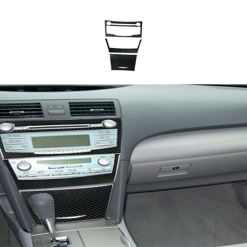 For Toyota Camry 3Pcs Cover Trim 2007-2011 Carbon Fiber Digital Dimate Control