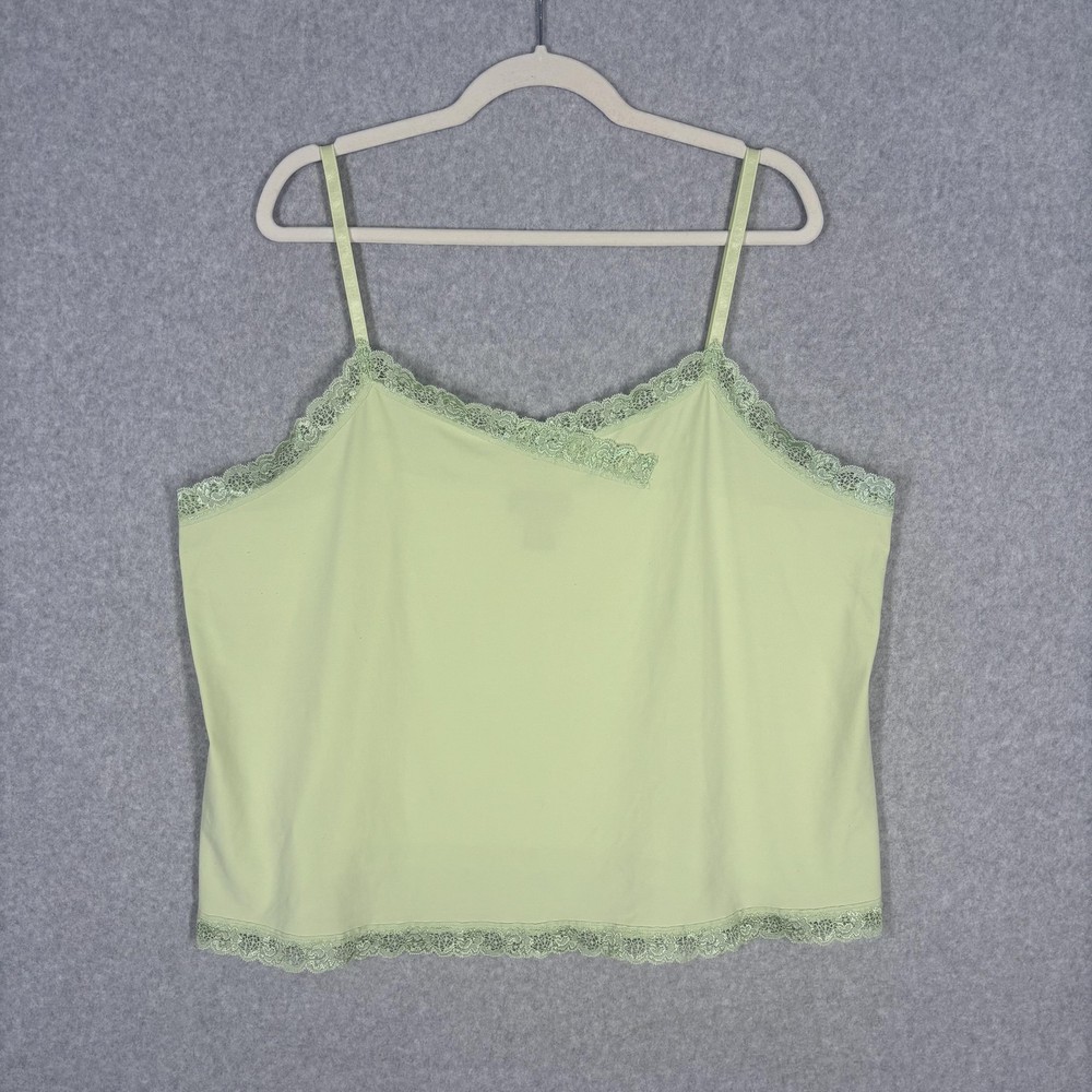 Lane Bryant Lace Trim cami Size 22 24 Lime Tank Top Y2K Coquette Dainty Fairy
