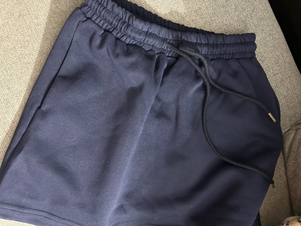 Women’s Navy Blue Elastic Waist Casual Shorts with Drawstring – Size (S-M)