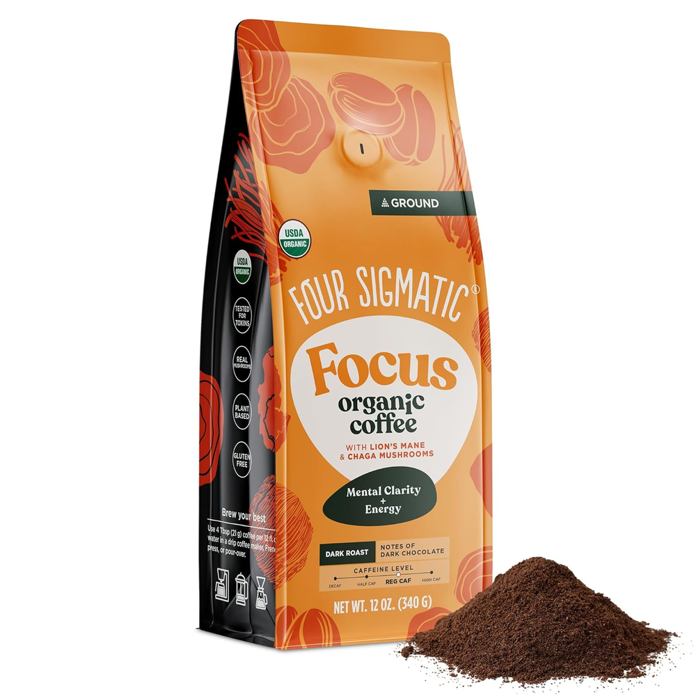 Organic Focus Mushroom Coffee with Lion's Mane & Chaga for Mental Clarity