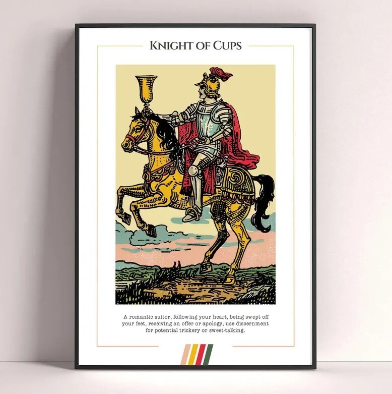 Knight of Cups Tarot Card Art Print and Digital Download Poster
