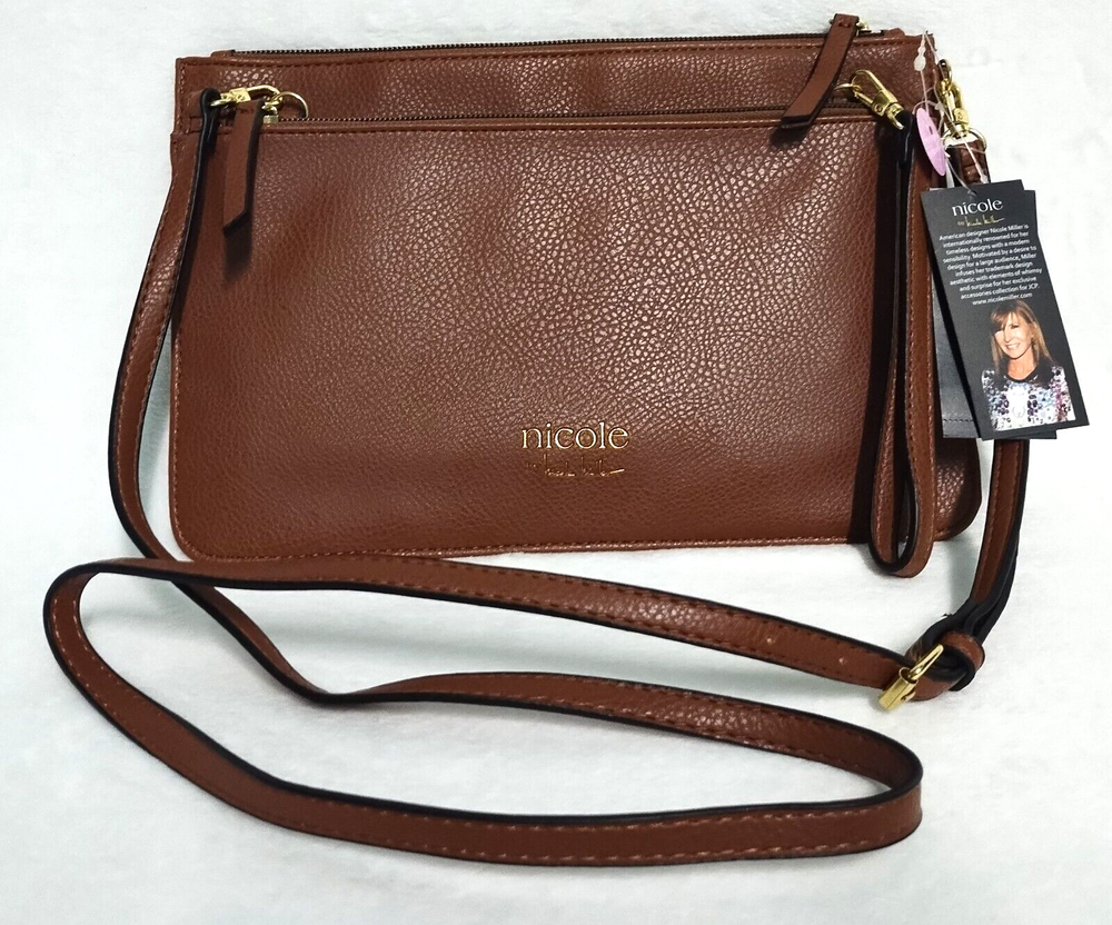 Nicole Miller Brown Crossbody Shoulder Bag New With Tags $60