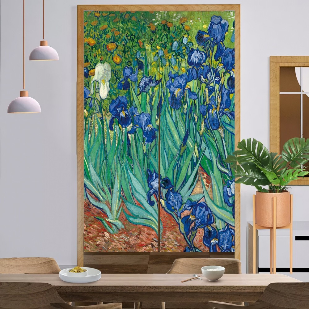 Blue Tulip Japanese Noren Doorway Curtain Artistic Tapestry Wall Hanging