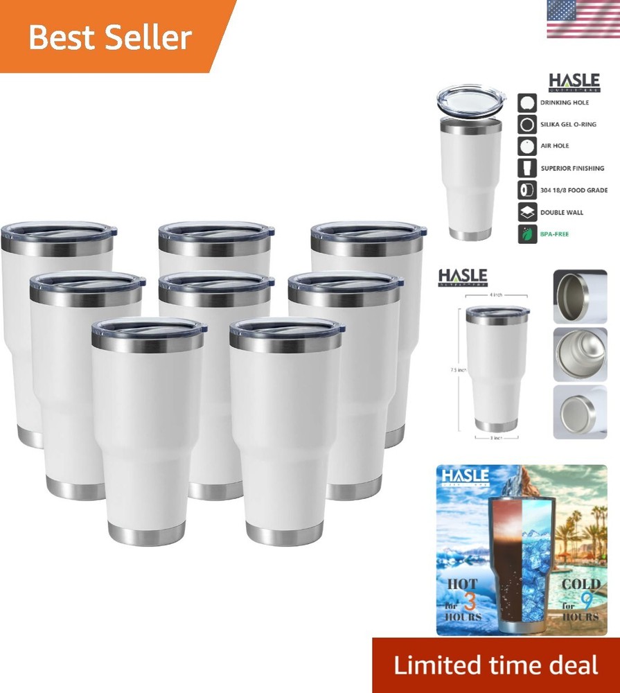 30oz Double Wall Stainless Steel Insulated Travel Mug Set of 8