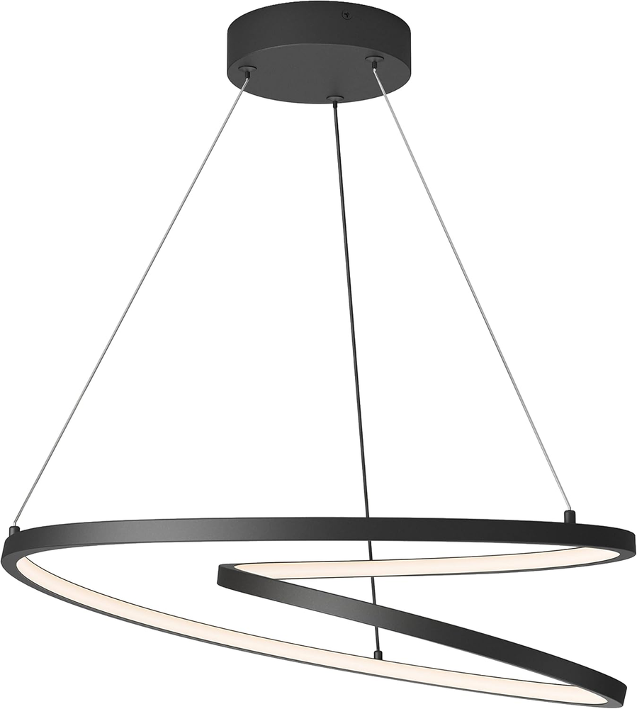 Salto 26W LED Modern Pendant Light Fixture, Black Finish Ideal for Dining Room,