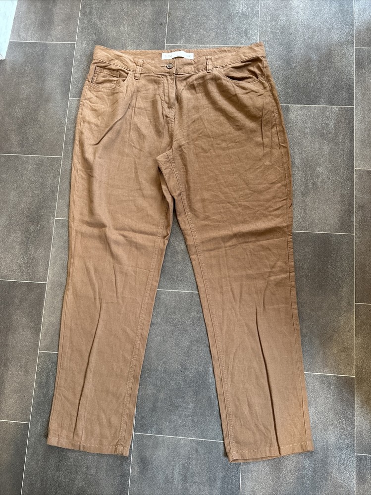 Next linen wide leg Brown trousers tu size 14