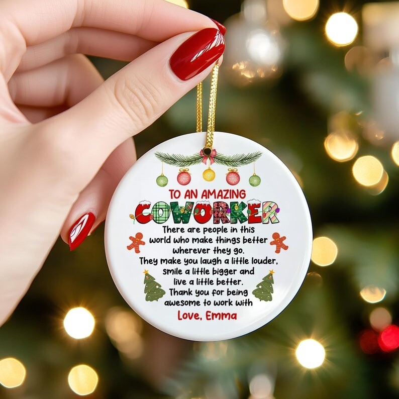 To An Amazing Coworker Ornament, Custom Colleague Christmas Ornament 2024, Th...