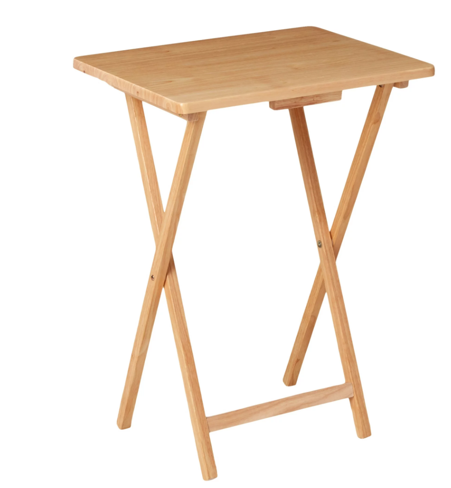 Mainstays Indoor Single Folding TV Tray Table Natural L 19 x W 15 x H 26 inches.