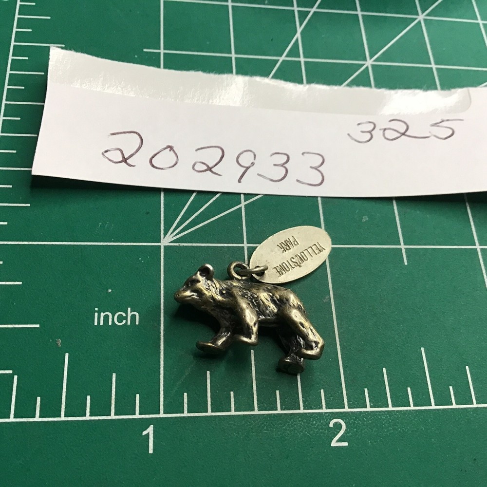 Vintage Sterling Silver 3D Grizzly Bear Yellowstone Charm Pendant for Jewelry