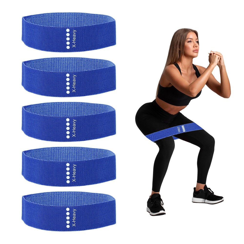 Elastic Fabric Resistance Bands X-Heavy Dark Blue 5-Pack for Workouts