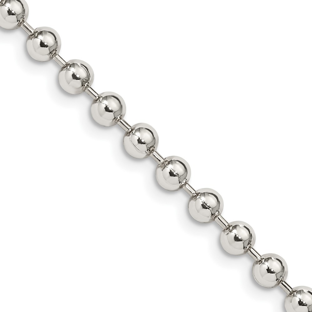 925 Sterling Silver 4mm Beaded Chain Necklace 16