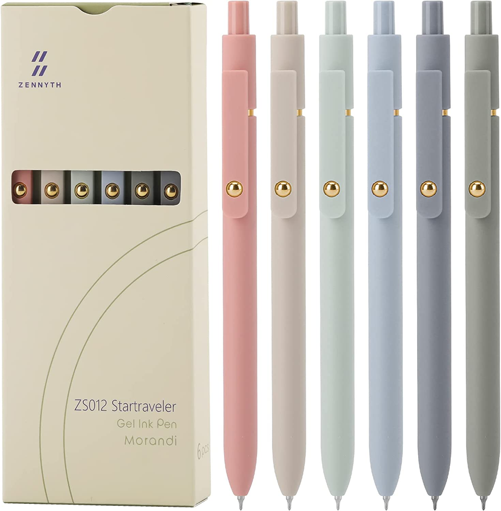 Gel Pens, 6 Pcs 0.5Mm Quick Dry Black Ink Pens Fine Point Smooth Writing Pens, C