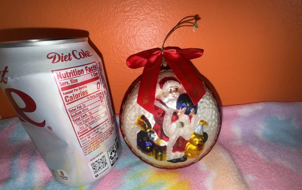 Waterford FTD Santa Globe Double-Sided Blown Glass Christmas Ornament