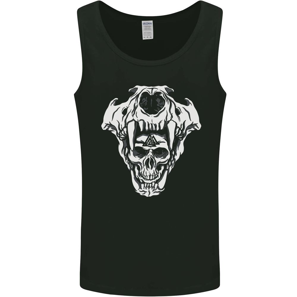 Viking Skull With Valknut Symbol Mens Vest Tank Top