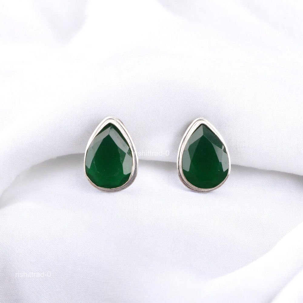 Cyber Monday Deal 925 Silver Green Onyx Stone Groomsmens Gift Cufflinks Jewelry-image