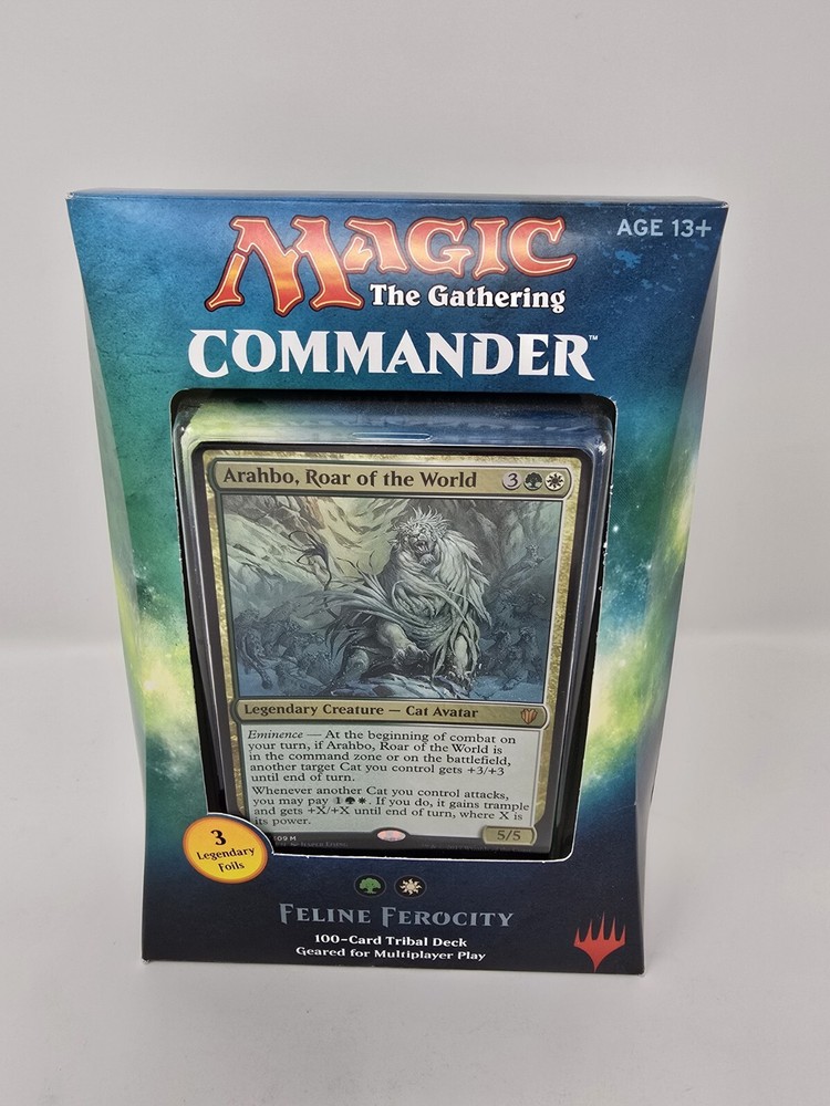 Magic the Gathering Feline Ferocity MTG Commander Deck BOX & CARD ONLY NO DECK